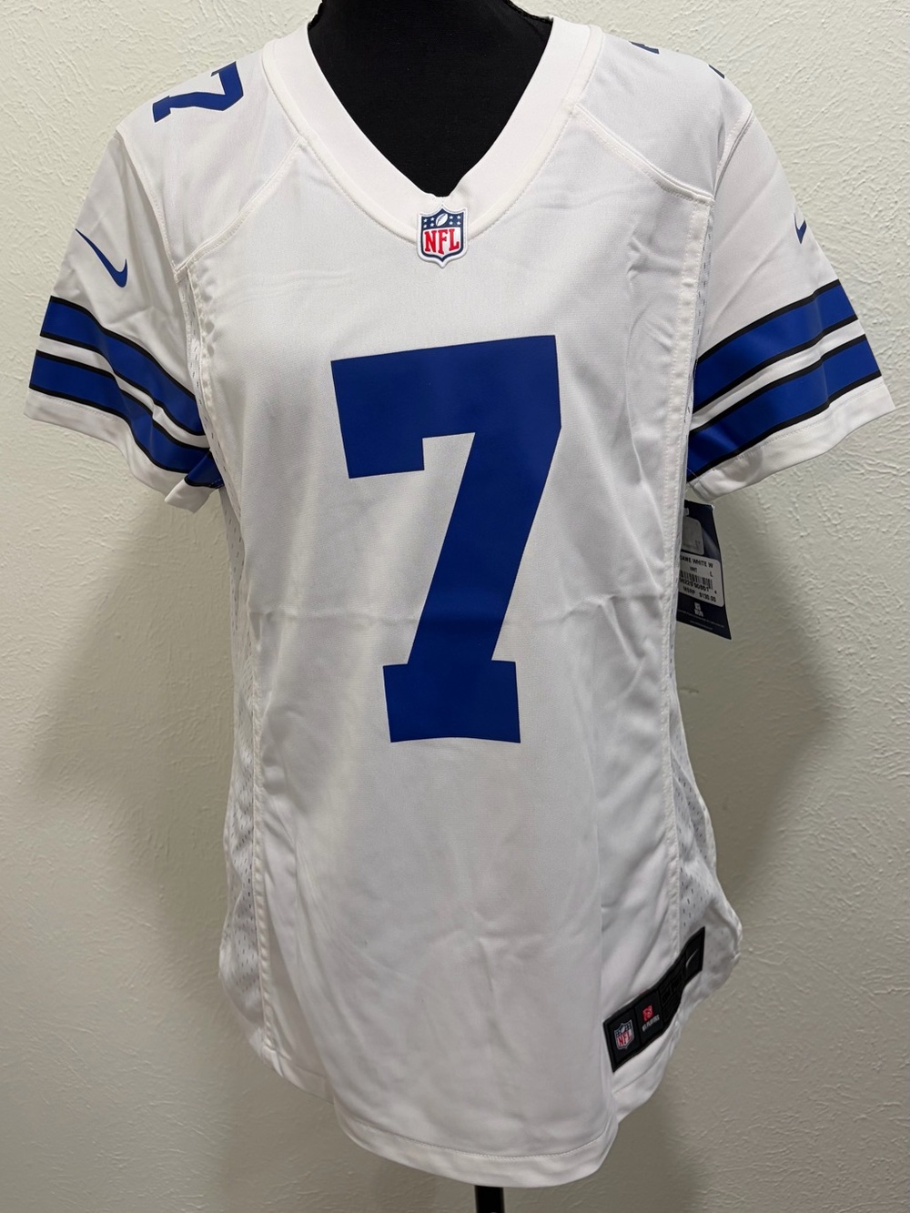 NFL Women's White and Blue #7 Dallas Cowboys Football Jersey